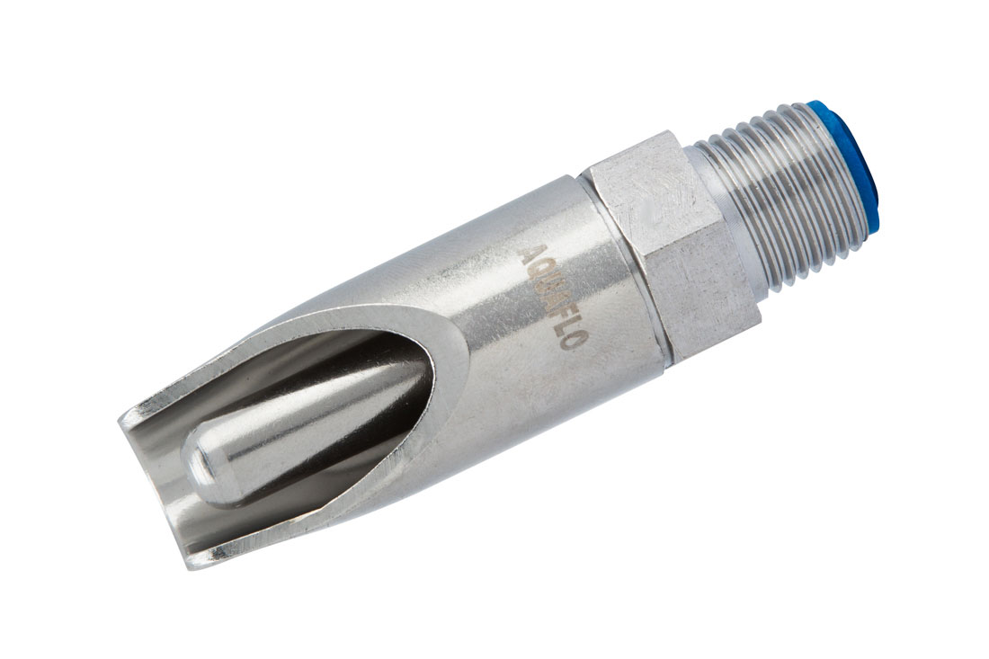 The heavy-duty all stainless steel AquaFlo sow bite water nipple is designed to withstand the high impact stress from large sows and provide a gentle stream of water that reduces waste by eliminating spray to direct more water into sows’ mouths while drinking.