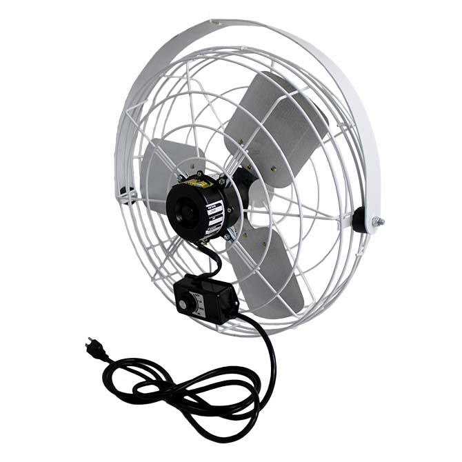 WindStorm 18” stir fans are pre-wired with a 6’ cord and feature an integrated 3-speed control, wide-spaced easy clean fan guard to prevent feather/debris accumulation and an adjustable bracket for precise aiming.